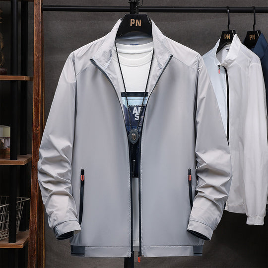 Herren leichte wasserabweisende Übergangsjacke mit praktischen Reißverschluss-Taschen EB