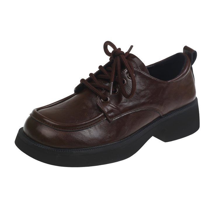 Damen modische Schnürschuhe mit klobiger Sohle und glänzender Oberfläche EB