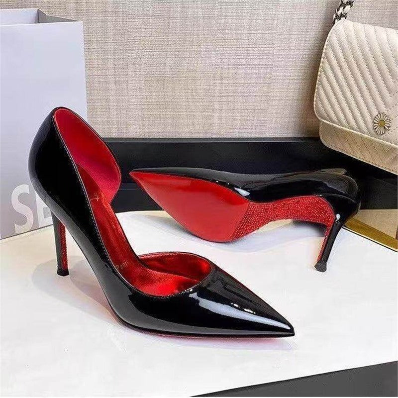 Damen spitze Stiletto Pumps mit glänzender Oberfläche EB