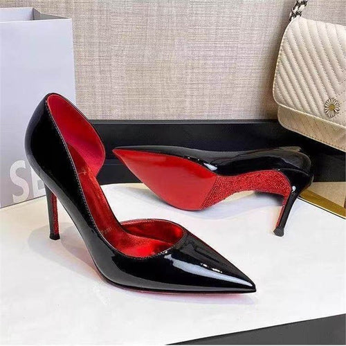 Damen spitze Stiletto Pumps mit glänzender Oberfläche EB