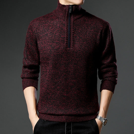 Herren modischer Pullover mit halb hochschließendem Reißverschluss und strukturiertem Design EB