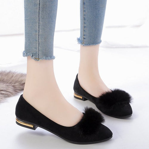 Damen Ballerinas mit dekorativem Pelzdetail EB