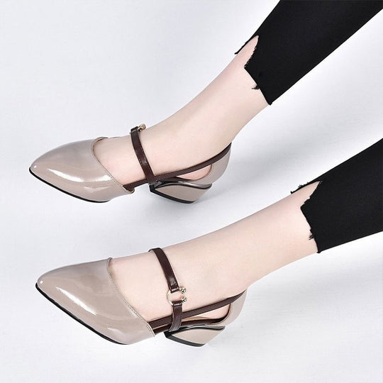 Damen Elegante Ballerinas mit modischer Schnallenverzierung EB