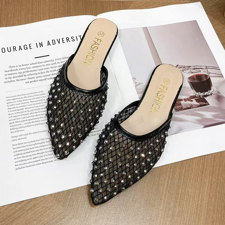 Damen elegante und funkelnde Hausschuhe mit Netzdesign EB