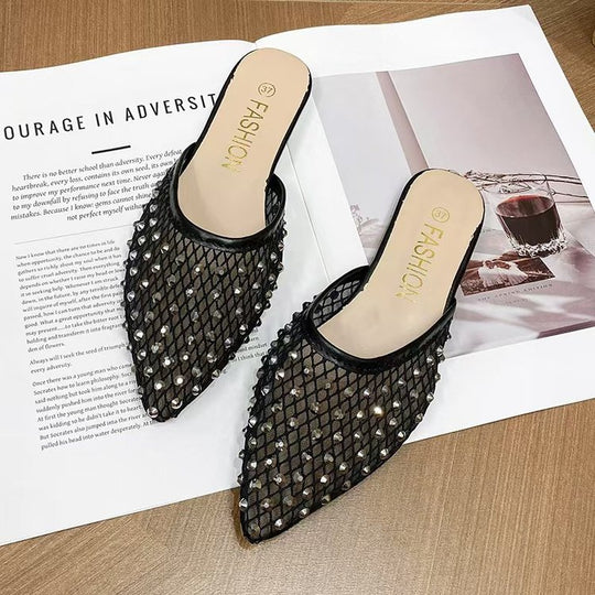 Damen elegante und funkelnde Hausschuhe mit Netzdesign EB