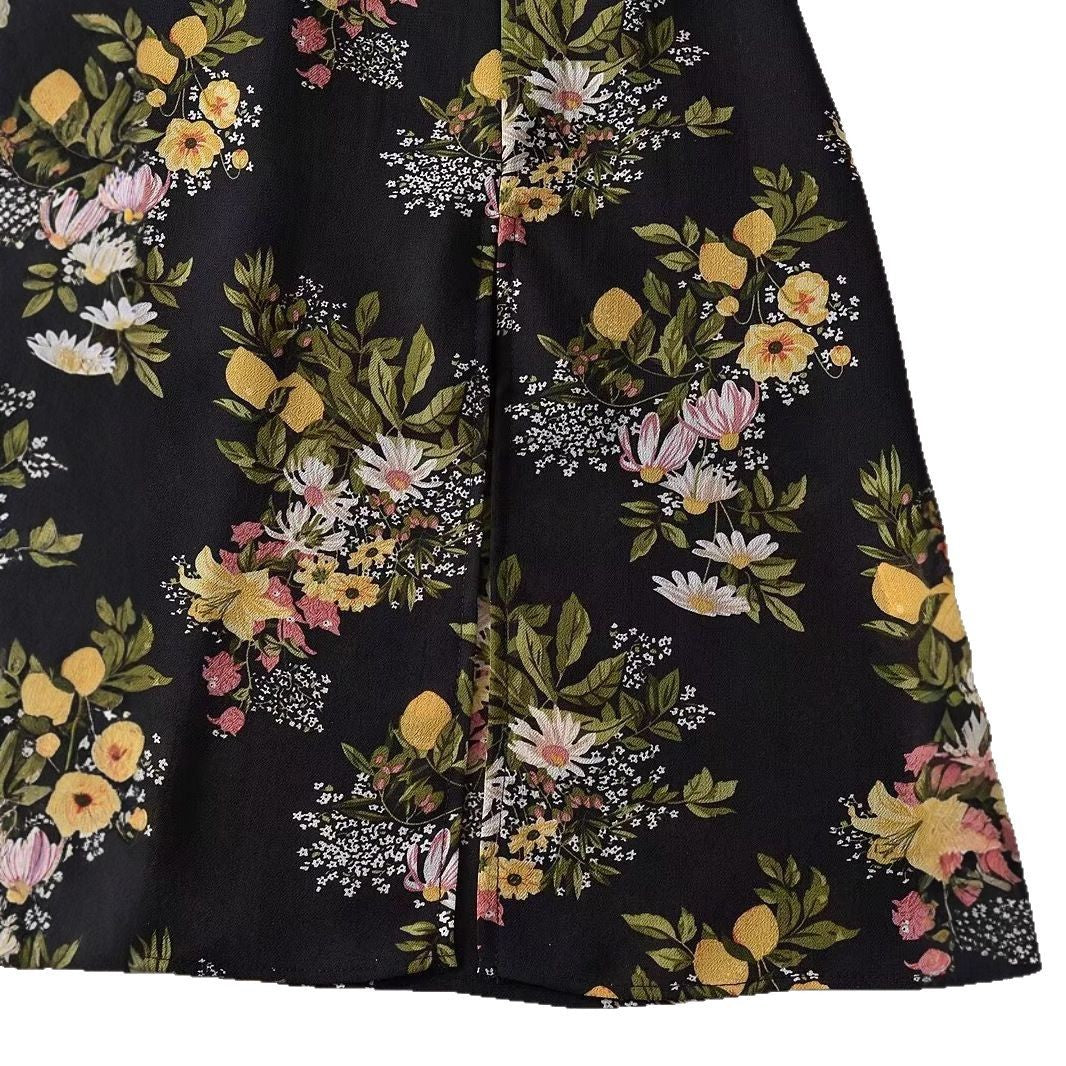 Damen Maxikleid mit floralem Design und zarten Spaghettiträgern EB