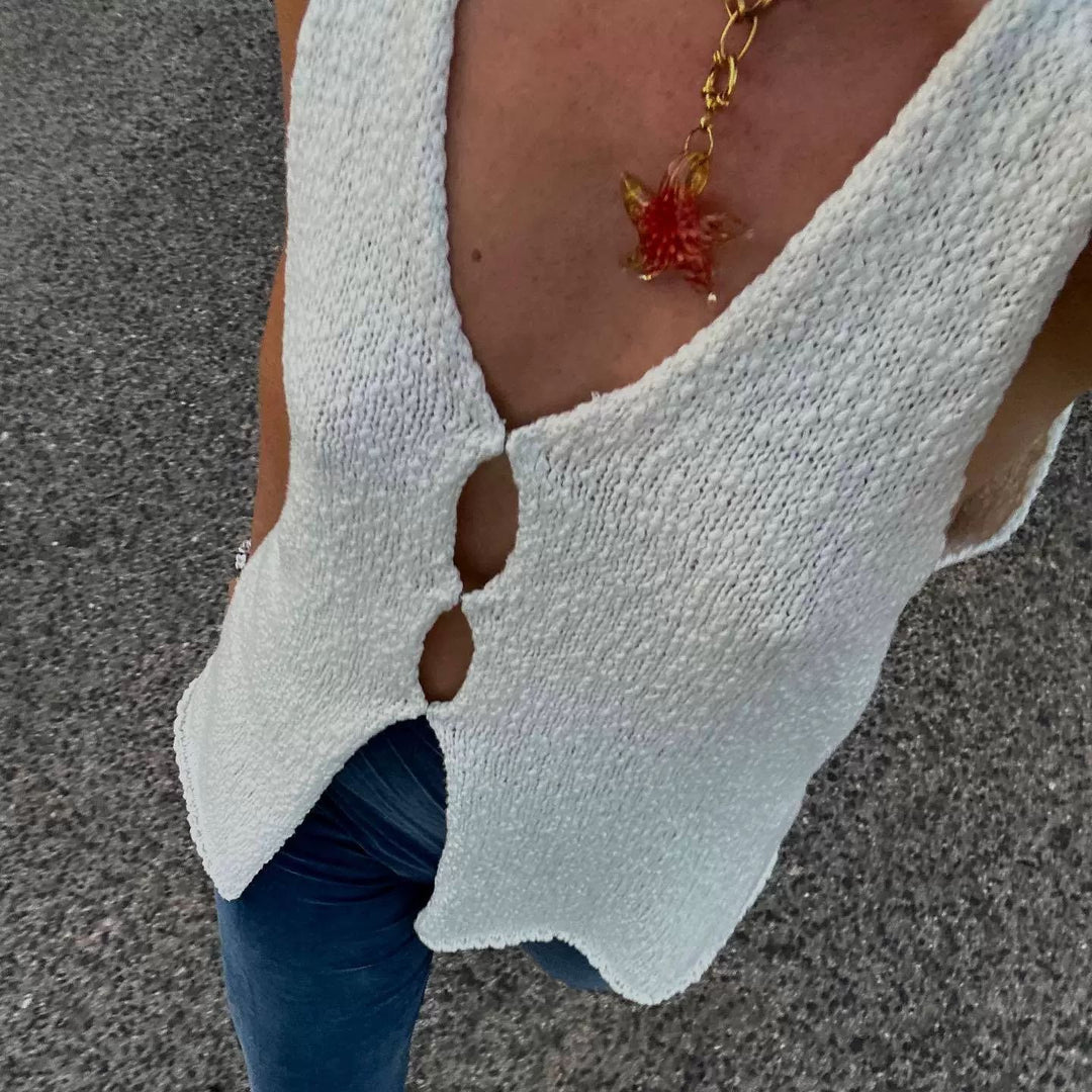 Damen ärmellose Strickweste EB