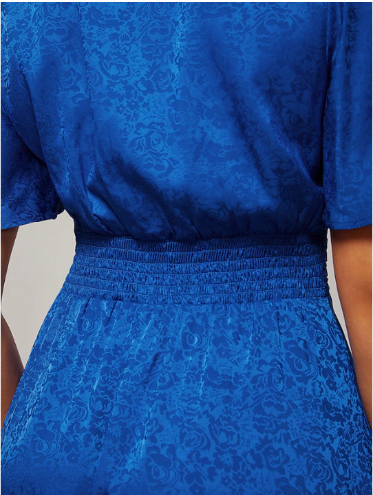 Damen Maxikleid mit voluminösen Ärmeln und floralen Details EB