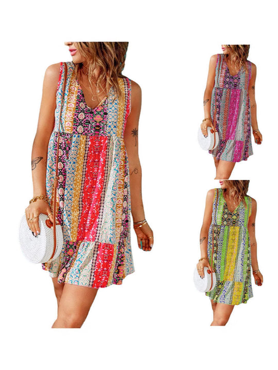 Damen Sommerliches Mustermix Kleid EB