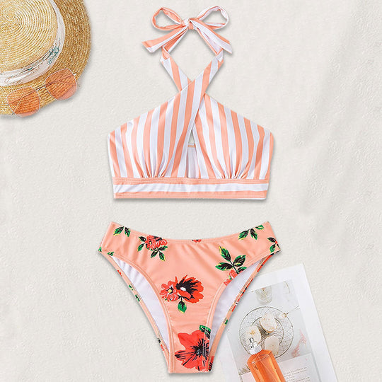 Damen Bikini-Set mit modischem Schnitt und floralen Akzenten EB