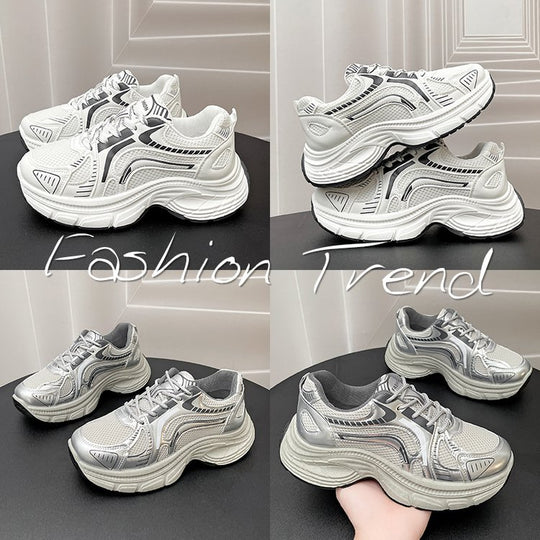 Damen modische Lauf-Sneaker mit glänzendem Obermaterial und dämpfender Sohle EB