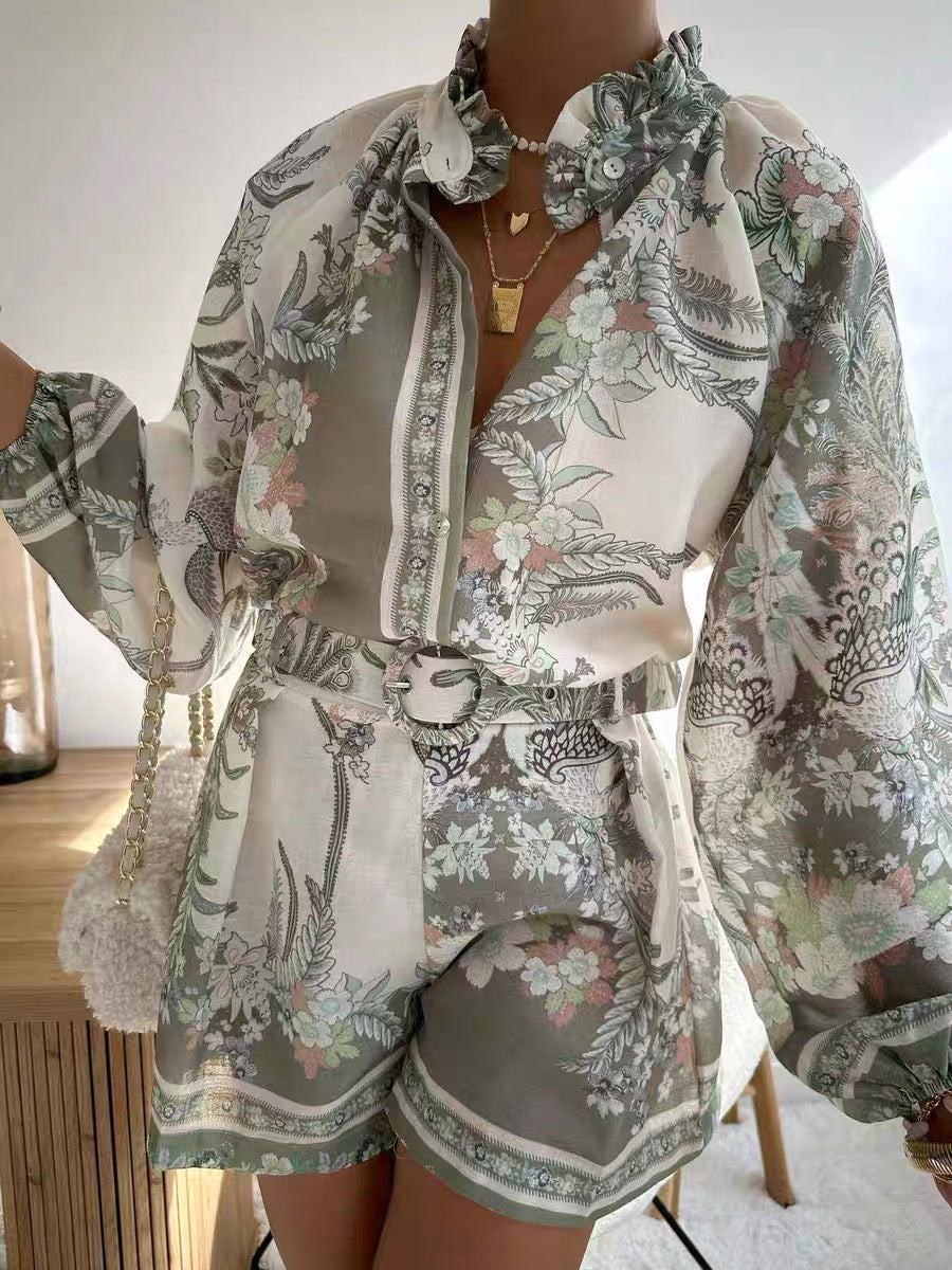 Damen Blusenset mit floralem Design und weitem Schnitt EB