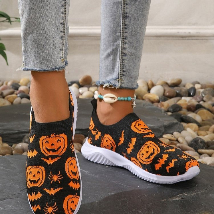 Damen Mode Sneakers mit Halloween-Motiv und rutschfester Sohle Heidi-Mode