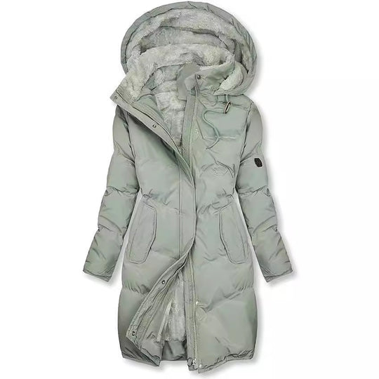 Damen gefütterter Winterparka mit abnehmbarer Kapuze und weichem Innenfutter EB