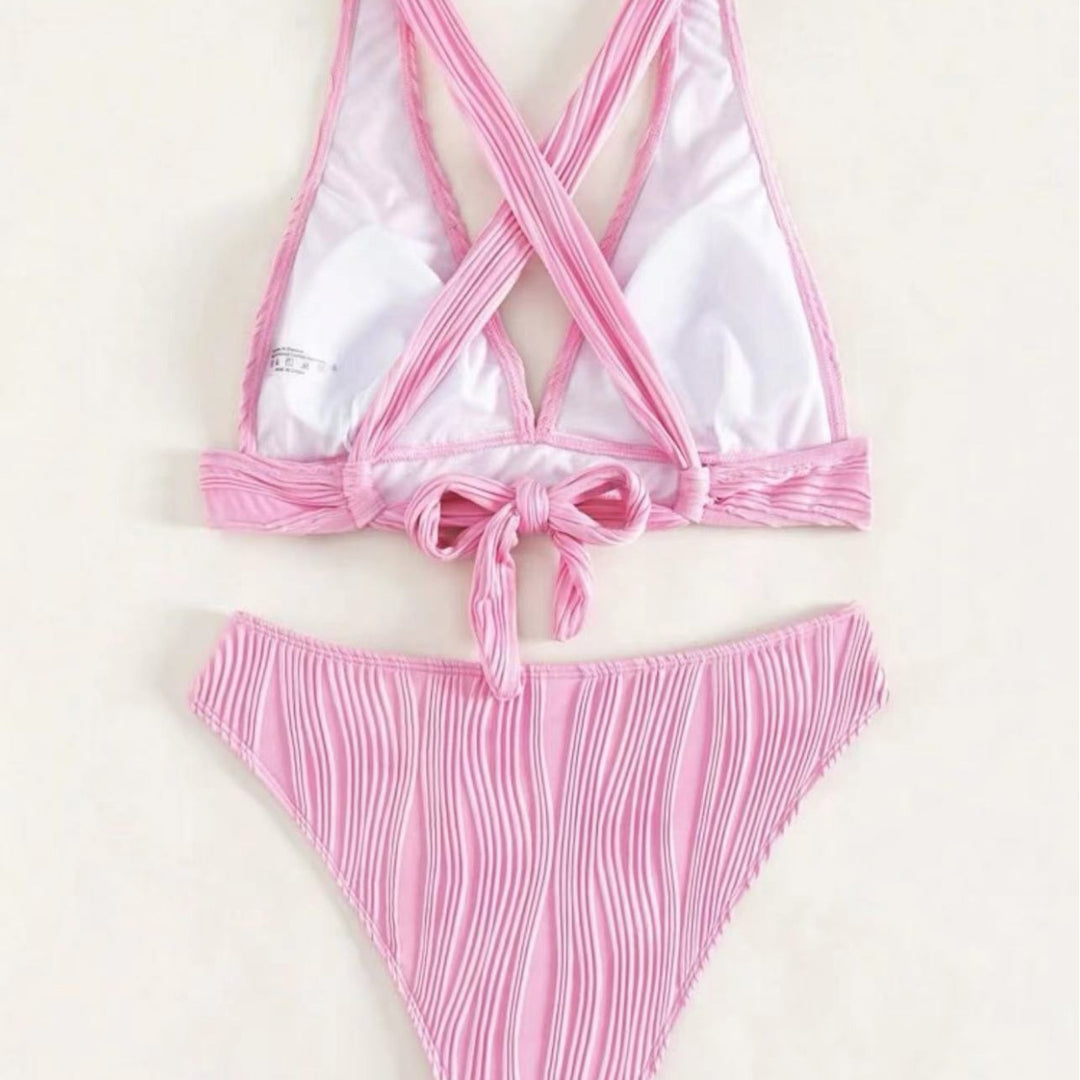 Damen Bikini-Set mit modernem Wickeldesign und geschmackvollen Rippendetails EB