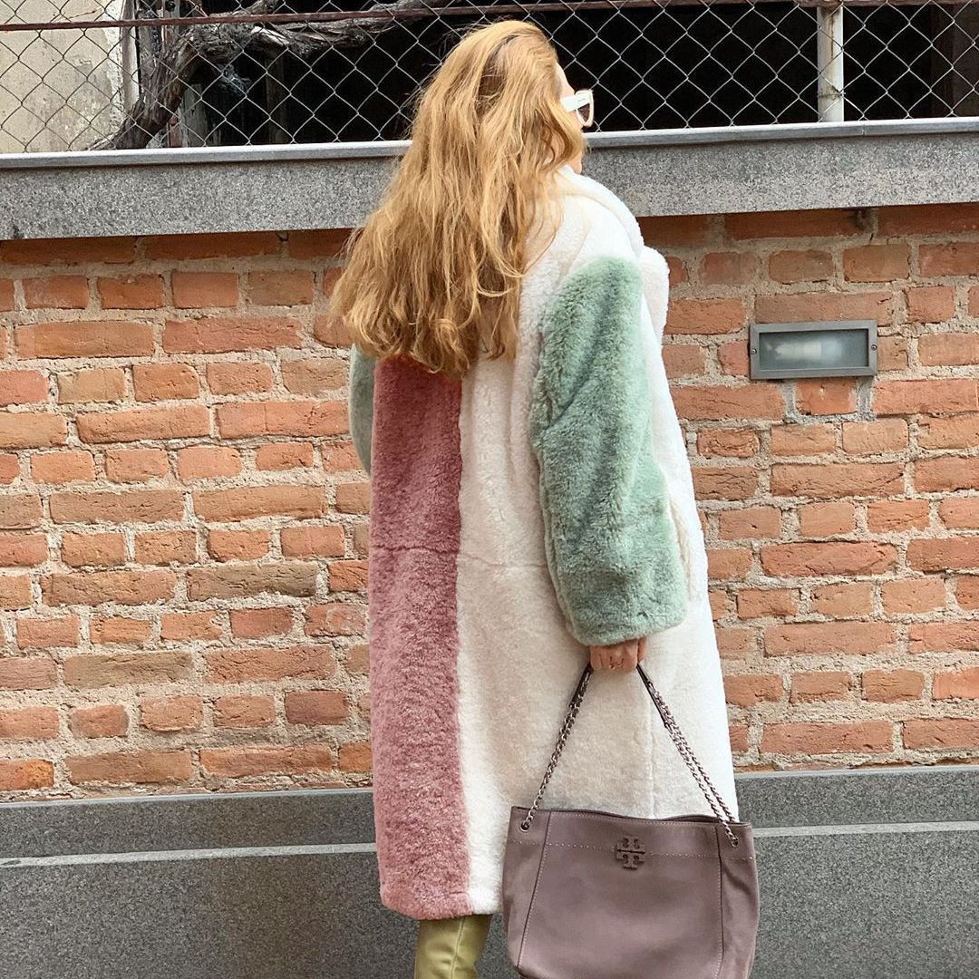 Damen Langhaarmantel aus weichem Teddyfell EB