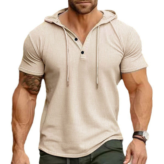 Herren Sweatshirt mit Kapuze und Kontrastknöpfen EB