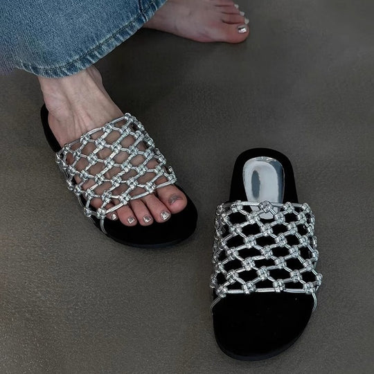 Damen Komfortable Clogs mit geflochtenem Design und gepolsterter Innensohle EB