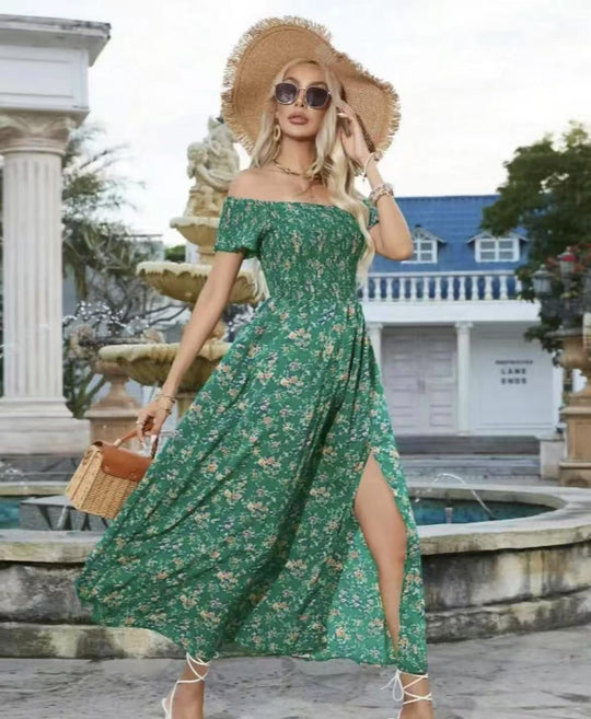 Damen Maxikleid mit off-shoulder Schnitt und floralem Design EB