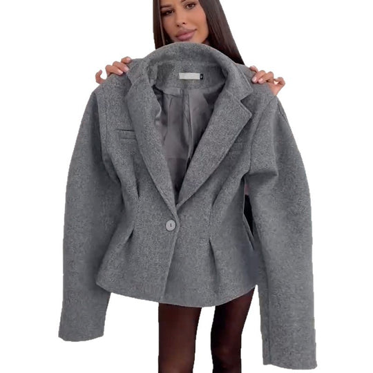 Damen strukturierter Blazer mit aufwendigen Schulterpolstern EB