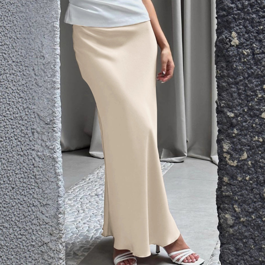 Damen Elegante Maxirock mit fließendem Schnitt und hohem Taillenbund EB