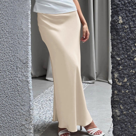 Damen Elegante Maxirock mit fließendem Schnitt und hohem Taillenbund EB