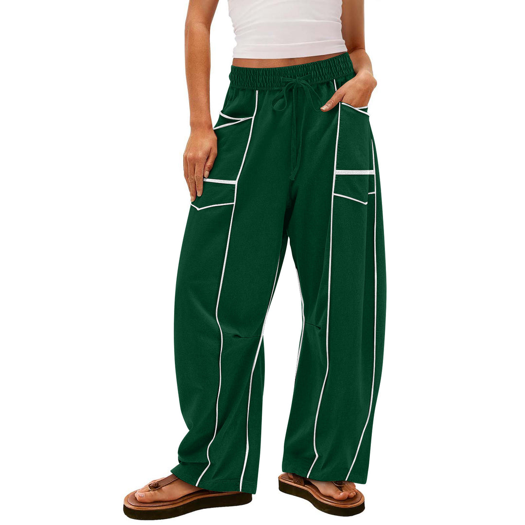 Damen nan weite Lounge-Hose mit Kordelzug, Kontrastpaspelierung und Cargo-Taschen EB