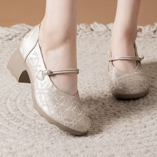 Damen Komfortable Ballerinas mit dekorativem Blumenmuster EB