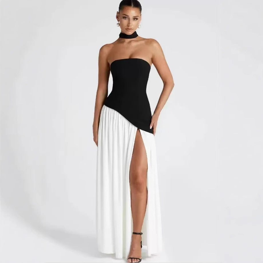 Damen Maxikleid mit figurbetontem Oberteil und schwingendem Rock EB