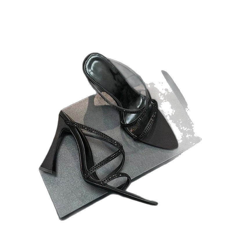 Damen elegante Slingback High Heels mit funkelnden Strassverzierungen EB