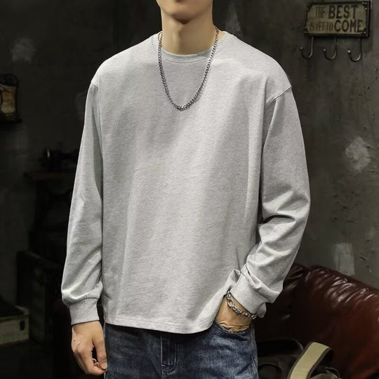 Herren lässiger Langarmshirt aus hochwertiger Baumwolle mit bequemer Passform EB