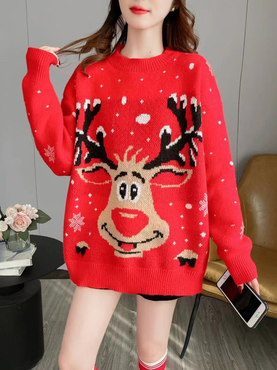 Damen Weihnachts-Pullover mit einzigartigem Rentier-Motiv EB