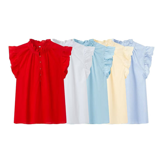 Damenbluse mit Rüschen und Knopfleiste EB