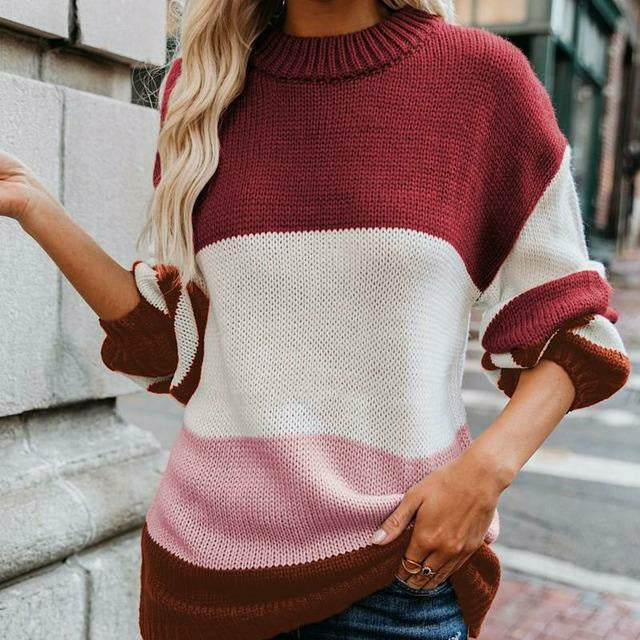 EB | Gestreifter Strickpullover mit Doppelt Naht