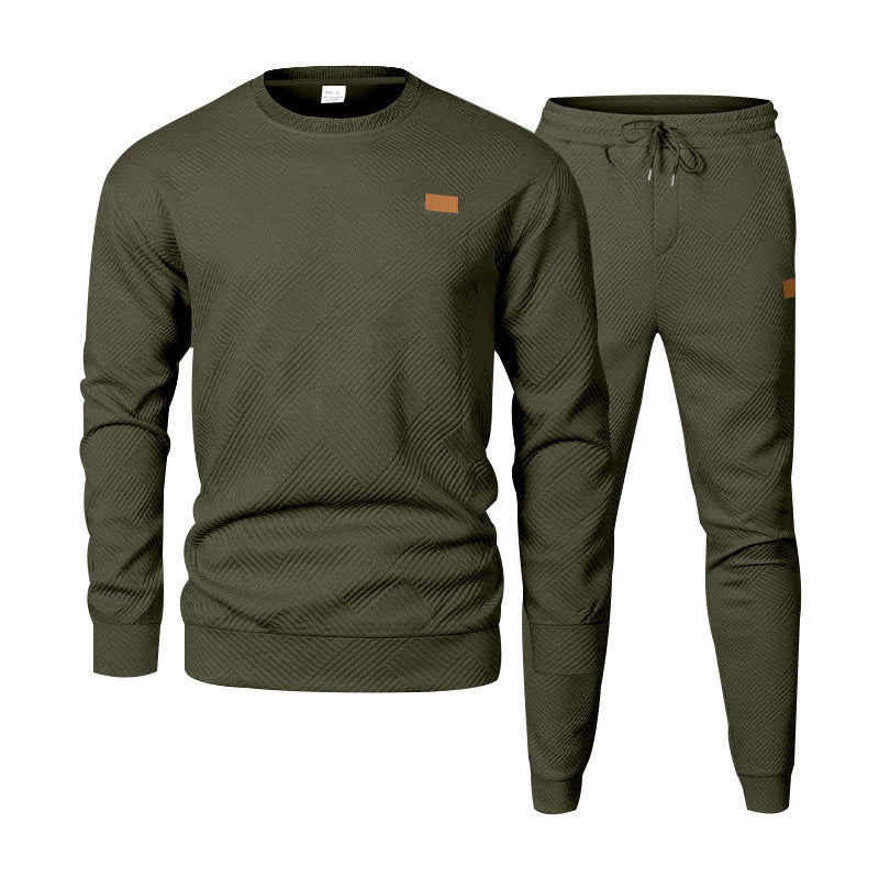 Herren Feinstrukturiertes Lounge-Set mit Rundhals-Pullover & schmaler Jogginghose EB