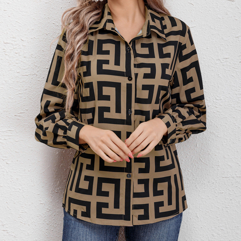 Damen Bluse mit floralen Muster und klassischem Kragen EB