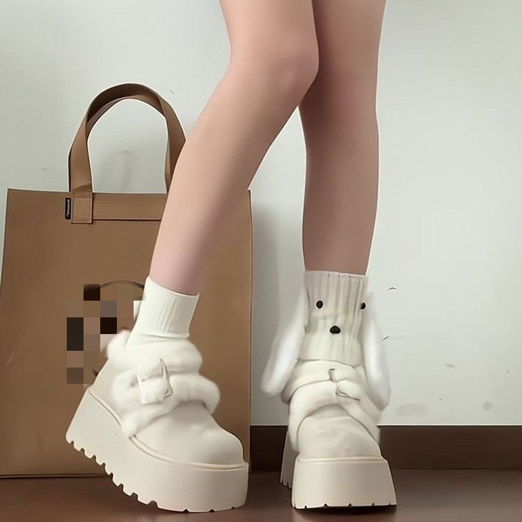Damen Flauschige Plateau-Clogs mit weichem Fußbett und modischer Schnalle EB