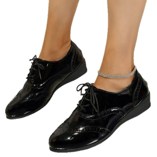 Damen elegante Schnürschuhe mit hochglänzendem Obermaterial und ergonomischer Sohle EB