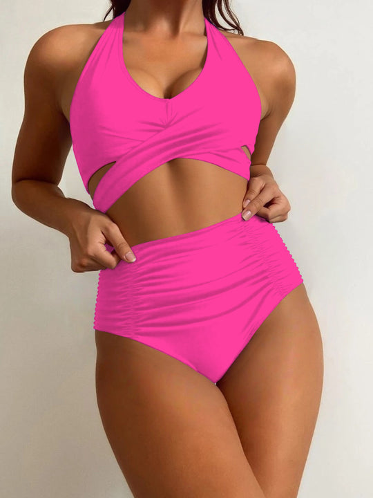 Damen Hochtailliertes Badeset mit stylischem Wickeldesign EB