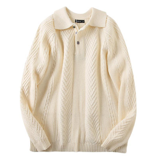 Herren Strickpullover mit klassischem Rautenmuster und Knopfleiste EB