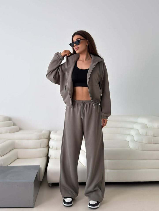 Damen lässige Kapuzenjacke mit hohem Kragen und Reißverschluss EB