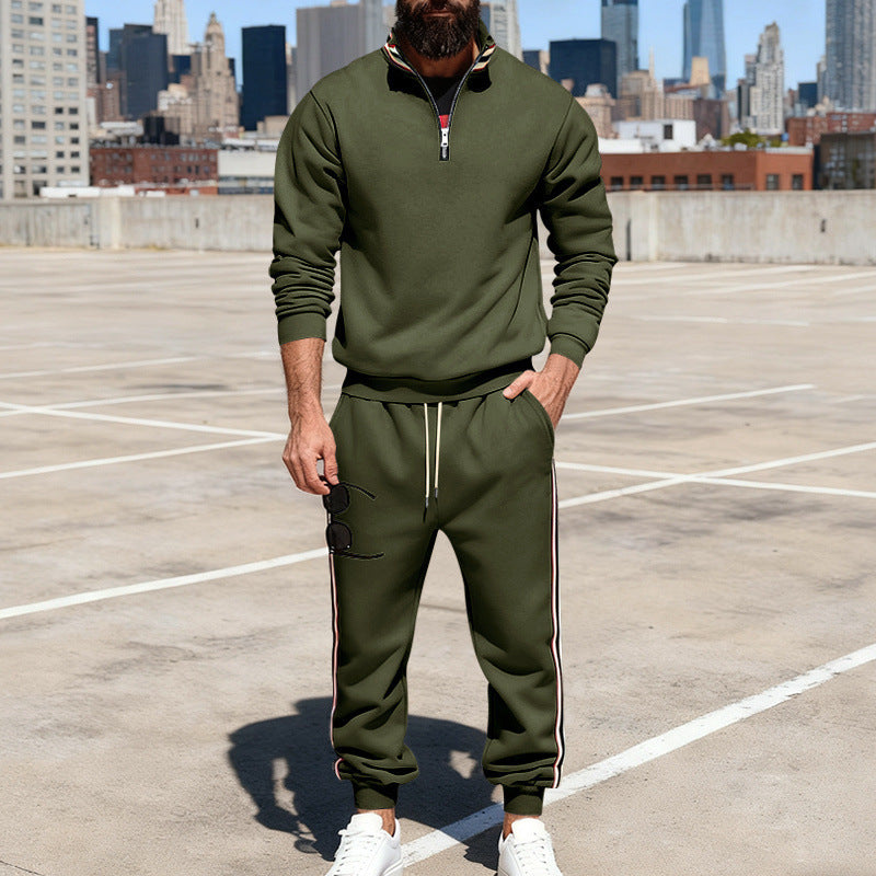 Herren nan stylisches Jogginganzug-Set mit Halbzip, gestreiften Seitenstreifen und konischer Joggerhose EB