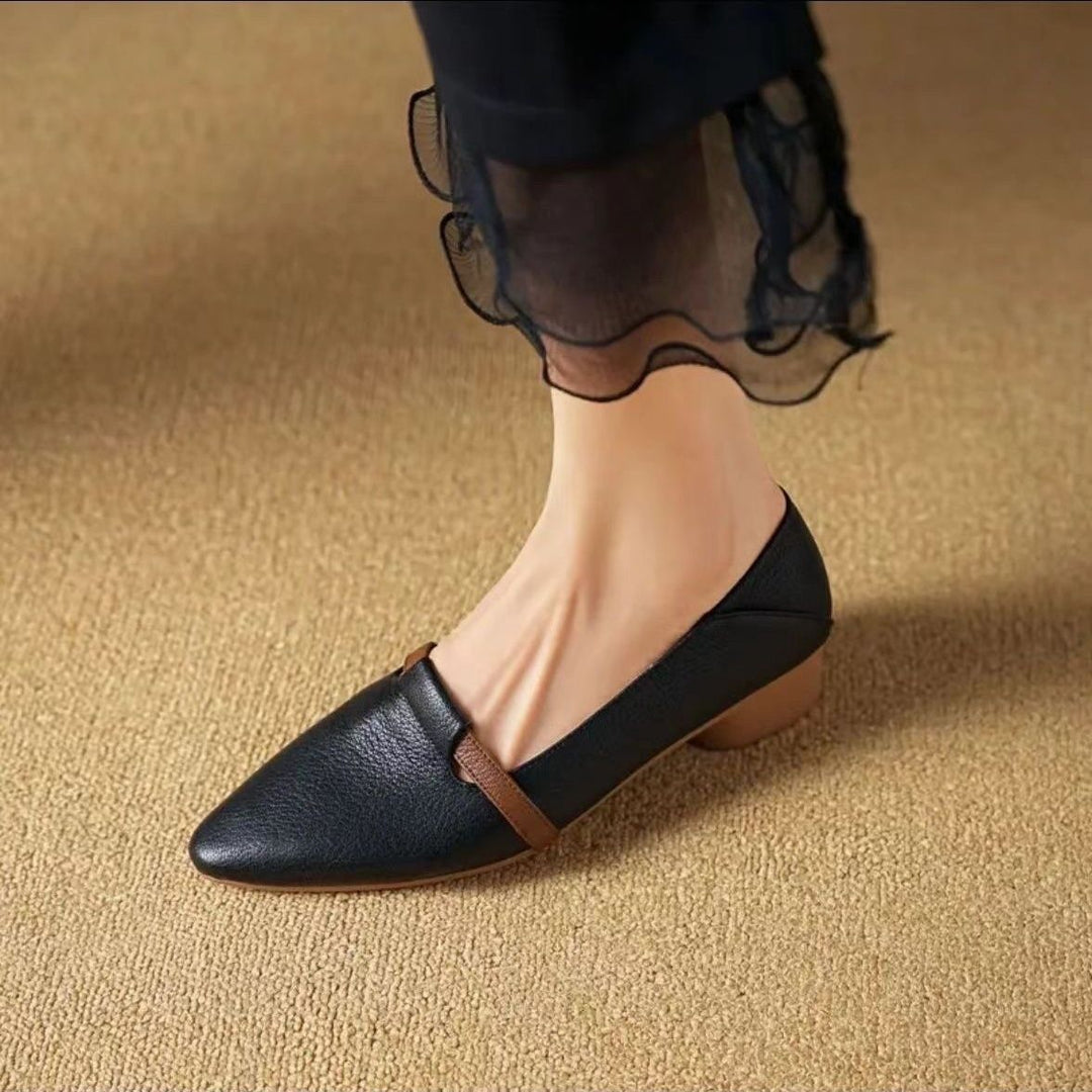 Damen Elegante Ballerinas mit komfortablem Blockabsatz und modischem Riemen EB