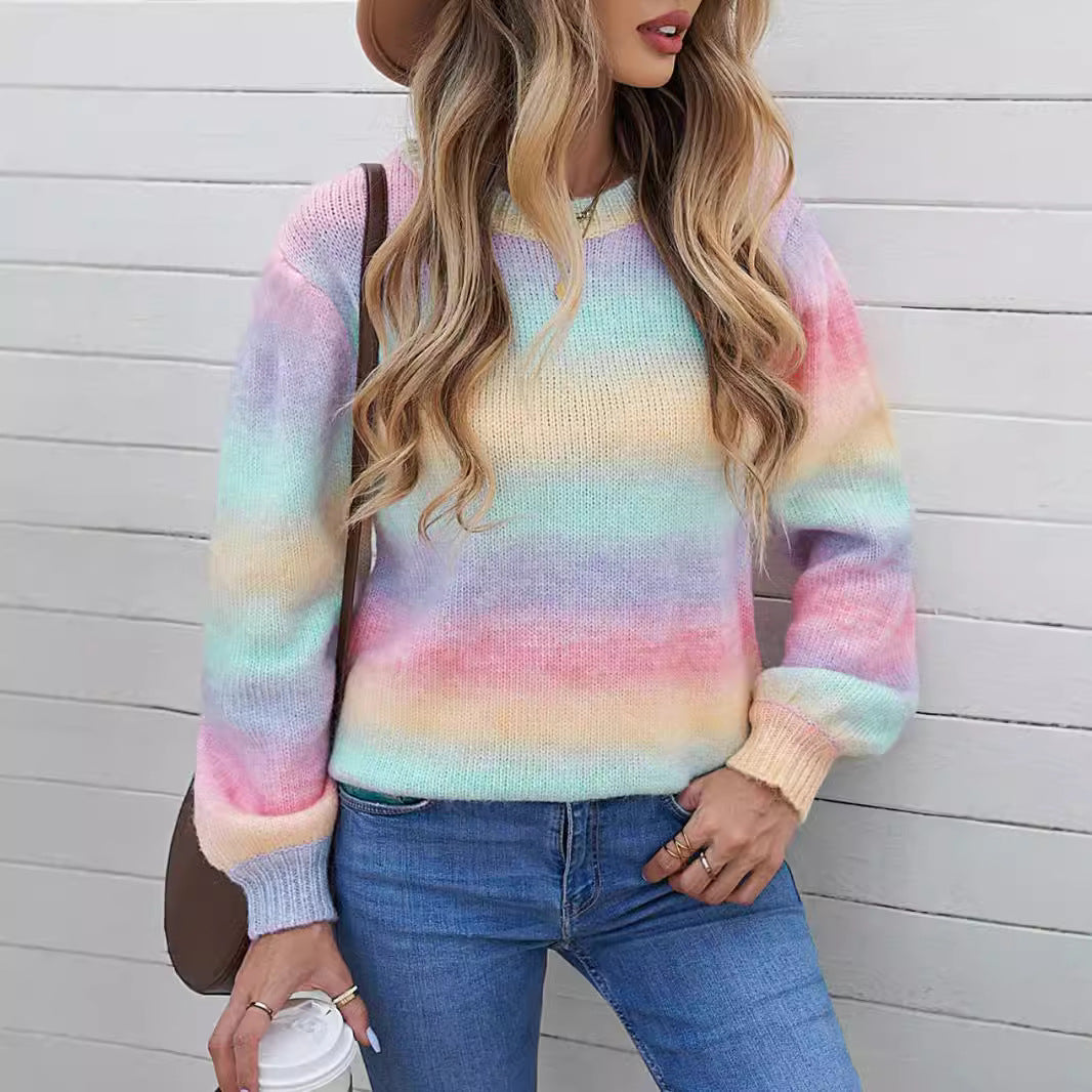 Damen modischer Pullover mit sanften Farbverlauf und relaxed Fit EB