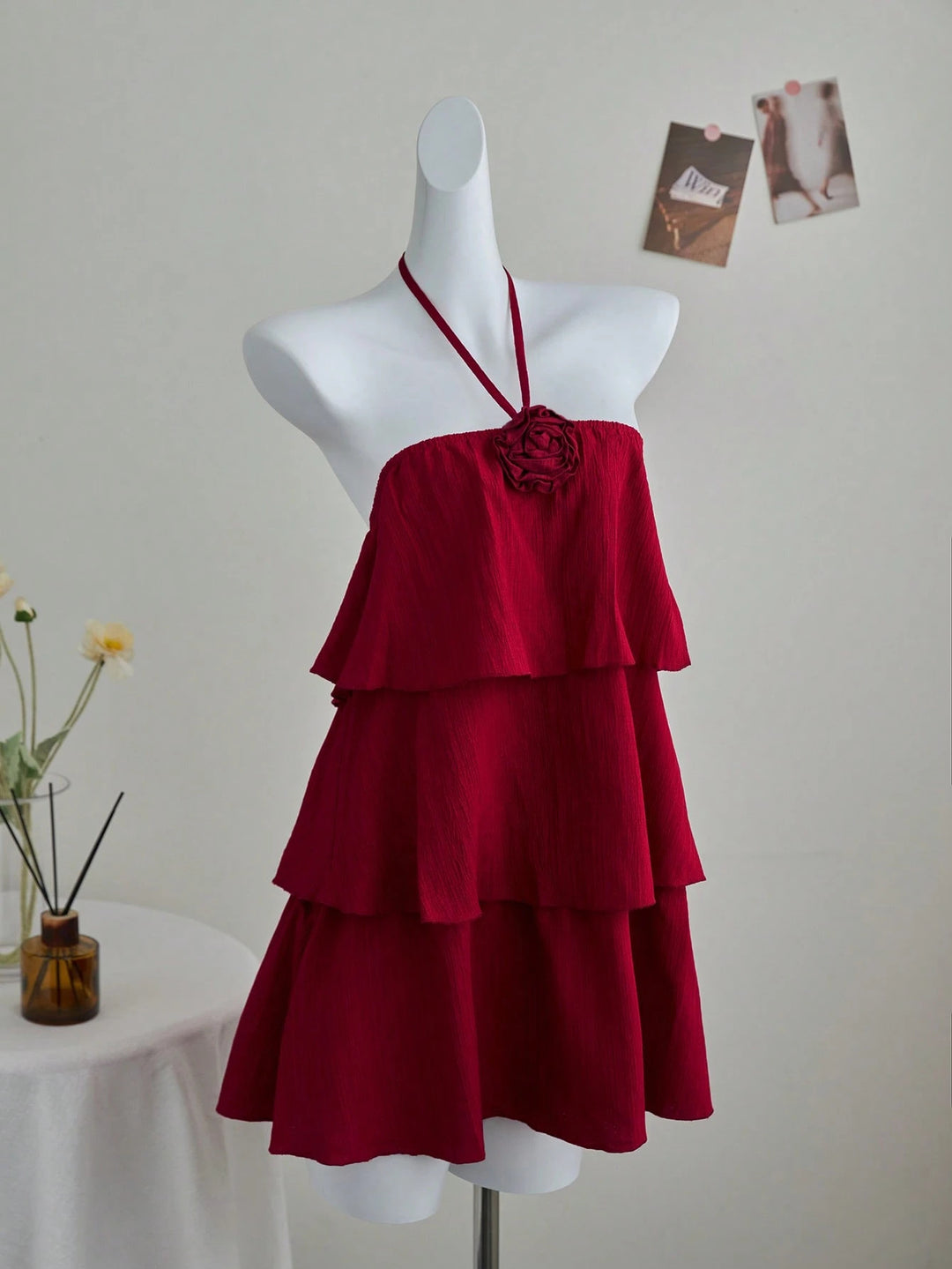 Damen luftiges Strandkleid mit Rüschendetails EB