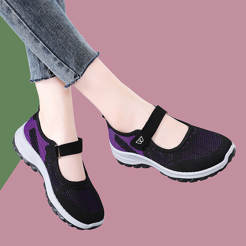 Damen Komfortable und atmungsaktive Sportschuhe mit Klettverschluss EB