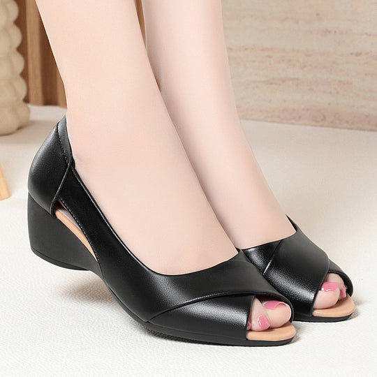 Damen offene Wedgeschuhe mit modischem Schnitt und komfortablem Fußbett EB