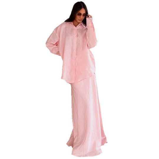 Damen lässiges Leinen-Loungewear-Ensemble EB
