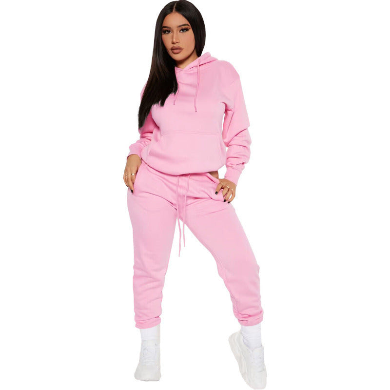 Damen nan zweiteiliges Lounge-Set mit Kapuzenpullover und High-Waist Jogginghose aus weichem French Terry EB