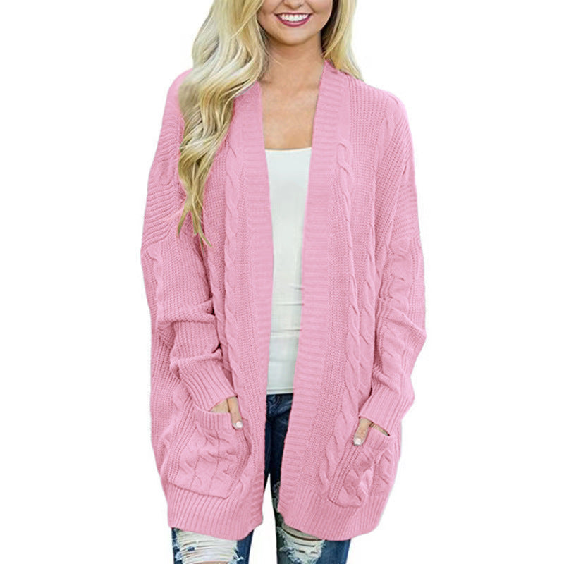 Damen Grobstrick Cardigan mit tiefen Taschen und eleganter Struktur EB